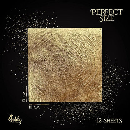 goldz: Edible 99.99% Gold Leaf, Genuine Gold Leaf, 24 Karat Edible gold Sheets. Genuine for Cooking, Art, Food, Steak, Desert, Facial.