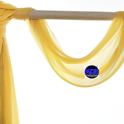 MDS Halloween Chiffon Draping Fabric - 2 Panel, 30" Wide x 100ft Long - Sheer Spooky Arbor & Canopy Drapery for Haunted House Backdrops, Party Ceilings, DIY Costumes & Themed Events - Gold