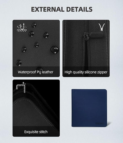 12 Pockets Premium Card Binder 480 Cards Trading Card Binders Side Load Card Storage Display Album(12 Pocket 480 Card Slot,Blue)