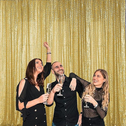 Sugargirl Gold Sequin Backdrop Curtain 2 Panels 2FTx8FT Glitter Gold Background Drapes Sparkle Photography Backdrop for Party Wedding Birthday Wall Decoration