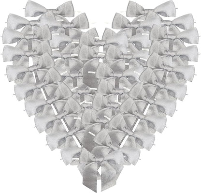 36pcs 4-1/2" Metallic Silver Glitter Ribbon Bows with Twist Ties for Gift Wrapping Packing Christmas Big Bows for Thanks Giving Giant Twist Tie Bows for Holiday Decoration (Silver)