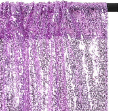 4Pcs 2Ft x 8Ft Sequin Backdrop Curtain, Glitter Photography Background, Sequence Xmas Thanksgiving Backdrop (Lavender, 4 pcs-2ftx8ft)