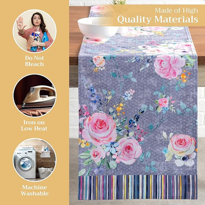 Maison d' Hermine Table Runner 100% Cotton Double Layer Table Runners 72 inches Long Decorative for Home Dining Party Wedding Bridal Shower Spring Summer (Sweet Rose Lavender - Lush, 14.50" x 72")