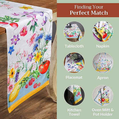 Maison d' Hermine Table Runner 100% Cotton Single Layer Table Runners 72 inches Long Decorative for Home Kitchen Dining Party Baby Shower Wedding Bridal Shower Spring Summer (Giverny, 14.50" x 72")