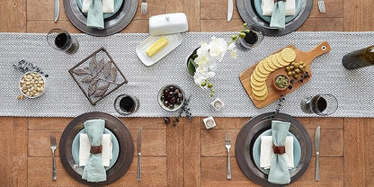 DII Woven Basic Tabletop Collection, Chevron Table Runner, 15x108, Stone Blue