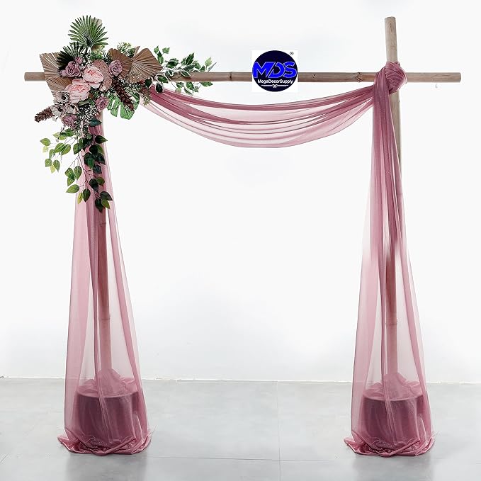 MDS Halloween Chiffon Draping Fabric - 1 Panel, 30" Wide x 40ft Long - Sheer Spooky Arbor & Canopy Drapery for Haunted House Backdrops, Party Ceilings, DIY Costumes & Themed Events - Mauva