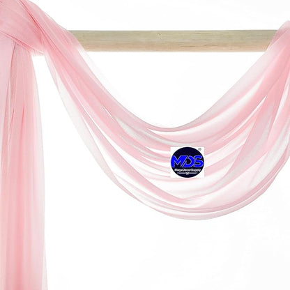 MDS Halloween Chiffon Draping Fabric - 1 Panel, 30" Wide x 20ft Long - Sheer Spooky Arbor & Canopy Drapery for Haunted House Backdrops, Party Ceilings, DIY Costumes & Themed Events - Blush Pink