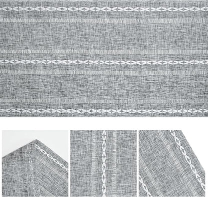 Artoid Mode Dark Grey Rustic Cotton Linen Table Runner, Seasonal Embroidered Hollow Kitchen Dining Table Decoration for Home Party Decor 13x72 Inch