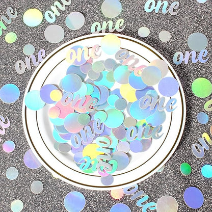 One Birthday Confetti Iridescent Baby First Birthday Decorations Circle Table Scatter Baby Shower The First Year Anniversary Party Table Decor Supplies 300PC