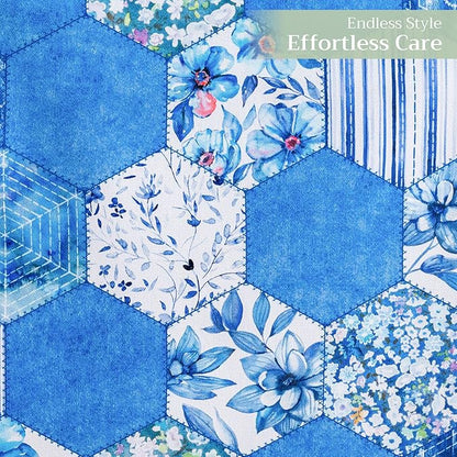 Maison d' Hermine Table Runner 100% Cotton Double Layer Table Runners 72 inches Long Decorative for Home Kitchen Dining Party Wedding Bridal Shower Spring Summer (Summer Blues, 14.50" x 72")