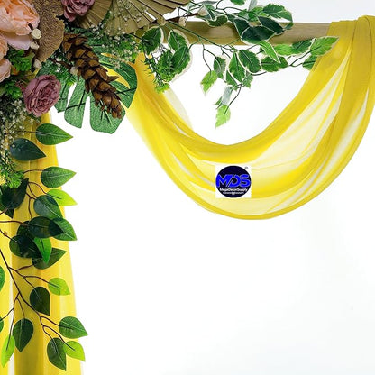 MDS Halloween Chiffon Draping Fabric - 2 Panel, 30" Wide x 30ft Long - Sheer Spooky Arbor & Canopy Drapery for Haunted House Backdrops, Party Ceilings, DIY Costumes & Themed Events - Yellow