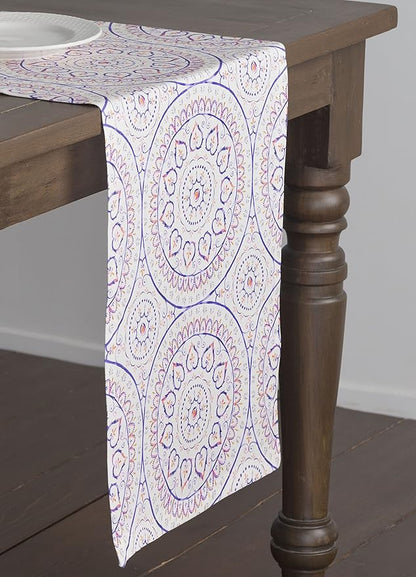 Maison d' Hermine Table Runner 100% Cotton Double Layer Table Runners 72 inches Long Decorative for Home Kitchen Dining Party Baby Shower Wedding Bridal Shower Spring Summer (Mandala, 14.50" x 72")