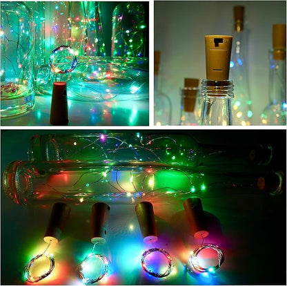 Wine Bottle Lights with Cork 15Pack 10 LED 40 Inches Battery Operated Silver Wire Liquor Fairy Mini String Lights for Party Christmas Halloween Wedding Decoration