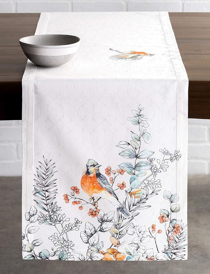 Maison d' Hermine Table Runner 100% Cotton Single Layer Table Runners 60 inches Long for Thanksgiving Christmas Decorations Home Kitchen Dining Party Wedding (Whitish Shabby Chique, 14.5" x 60")
