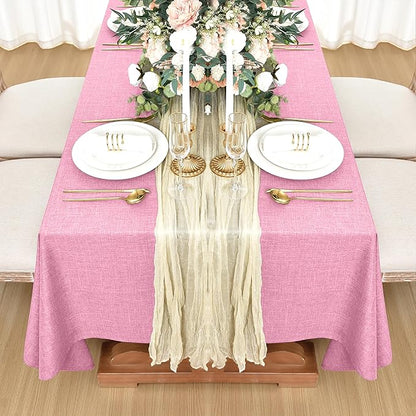 Fitable Square Table Cloth Linen Textured: Water & Stain Resistant Farmhouse Tablecloth, Washable Burlap Table Covers for Kitchen Dining Party(2 Pack, 54x54 Inch, Pink)