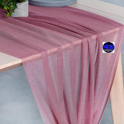 MDS 2 Pack 10ft Chiffon Table Runner 29 x 120 Inches Sheer Wedding Runner Romantic Rustic Table Runner for Wedding Decorations, Birthday Parties, Bridal Shower Party Arch Decor - mauva