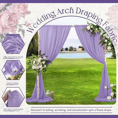 VACVELT Wedding Arch Draping Fabric, Lilac Chiffon, 1 Panel Sheer Drapes, 30 Inch x 20ft Chiffon Backdrop Curtain, Outdoor Sheer Drapery for Ceremony Party Ceiling