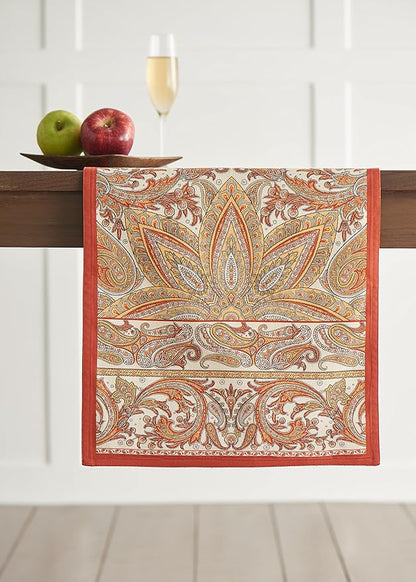 Maison d' Hermine Table Runner 100% Cotton Double Layer Table Runners 108 inches Long for Thanksgiving Christmas Decorations Home Kitchen Dining Party Wedding (Kashmir Paisley, 14.5" x 108")
