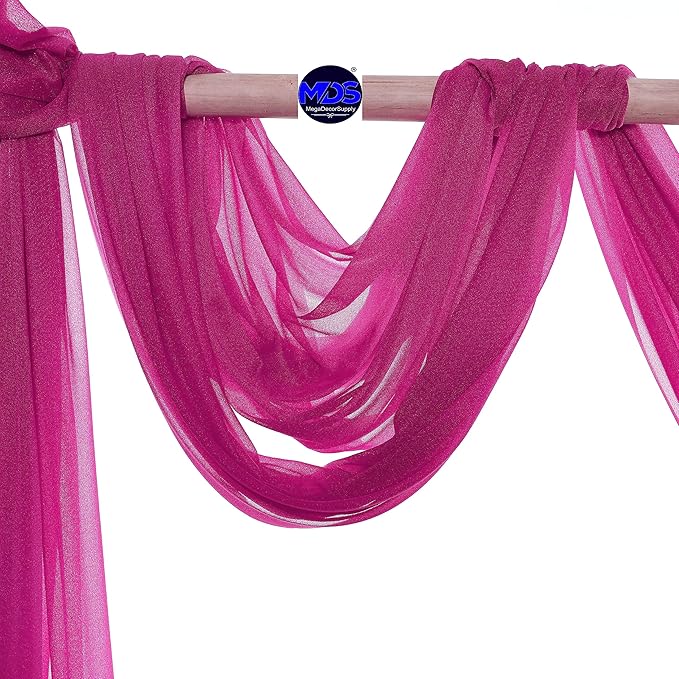 MDS Halloween Chiffon Draping Fabric - 1 Panel, 30" Wide x 100ft Long - Sheer Spooky Arbor & Canopy Drapery for Haunted House Backdrops, Party Ceilings, DIY Costumes & Themed Events - Magenta
