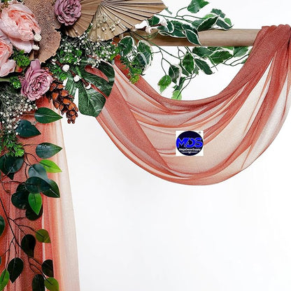 MDS Halloween Chiffon Draping Fabric - 1 Panel, 30" Wide x 75ft Long - Sheer Spooky Arbor & Canopy Drapery for Haunted House Backdrops, Party Ceilings, DIY Costumes & Themed Events - Terracotta