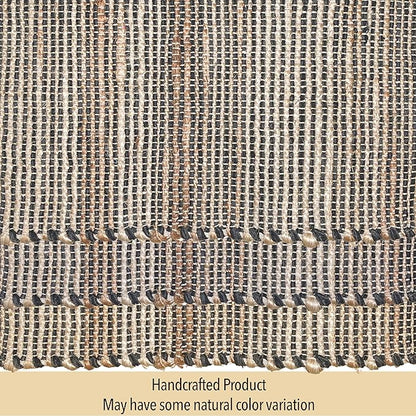 Chardin home Natural Jute Table Runner 13x72 Inch – Vintage Boho Rustic Table Decor – Handwoven Table Runner in Natural Jute and Black – Farmhouse Dining or Console Table Accent