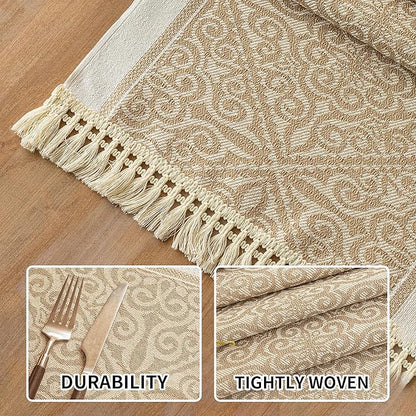 Placemats Set of 4,Waterproof Placemat with Tassel Fringe,Boho Placemats for Coffee Table Western Restaurant