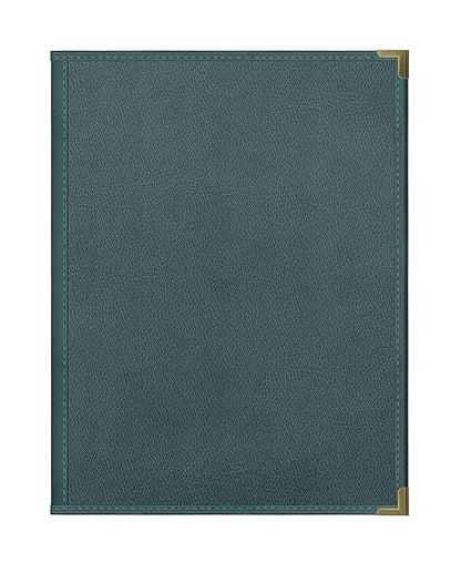 Goodsmart Pajco Style Restaurant Menu Covers – Pack of 10, Side-Loading Menu Holders, Single Stitched Edge, Clear Vinyl Menu Sleeves, Leatherette Trim, Gold Corners, Green, 2 View (8.5" x 11")
