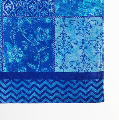 Maison d' Hermine Table Runner 100% Cotton Double Layer Table Runners 72 inches Long Decorative for Kitchen Dining Party Baby Shower Wedding Bridal Shower Spring Summer (Indigo Love, 14.50" x 72")