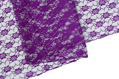 MDS Pack of 20 Wedding 12 x 108 inches Lace Table Runner for Wedding, Decorations for Birthday Parties, Banquets, Graduations, Engagements, and Runners fit Rectangle, Round Table- Cadbury Purple
