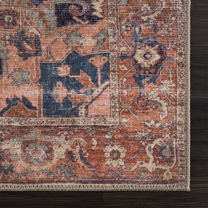 Bloom Rugs Washable 8' x 10' Rug - Beige/Terracotta Traditional Area Rug for Living Room, Bedroom, Dining Room, and Kitchen - Exact Size: 8' x 10'
