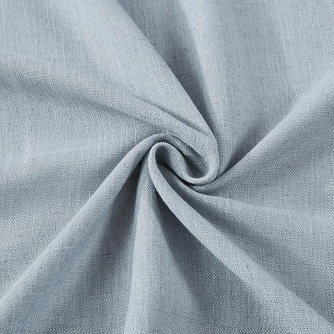 Vision Home Blue Fog Pinch Pleated Semi Sheer Curtains Textured Linen Blended Light Filtering Window Curtains 120 inch for Living Room Bedroom Pinch Pleat Drapes with Hooks 10ft 2 Panels 40" Wx120 L