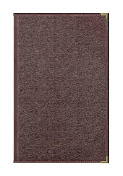 Goodsmart Pajco Style Restaurant Menu Covers – Pack of 10, Side-Loading Menu Holders, Single Stitched Edge, Clear Vinyl Menu Sleeves, Leatherette Trim, Gold Corners, Burgundy, 2 View (8.5" x 14")