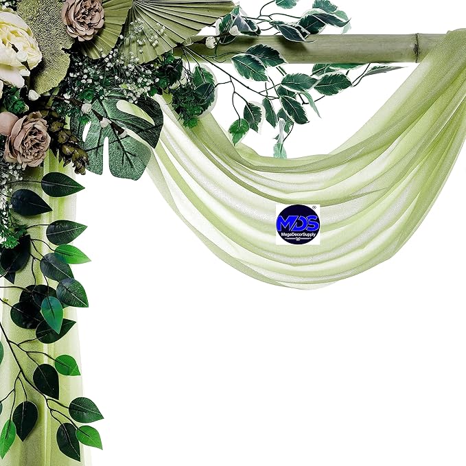 MDS Halloween Chiffon Draping Fabric - 1 Panel, 30" Wide x 30ft Long - Sheer Spooky Arbor & Canopy Drapery for Haunted House Backdrops, Party Ceilings, DIY Costumes & Themed Events - Sage Green
