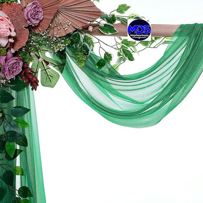 MDS Halloween Chiffon Draping Fabric - 1 Panel, 30" Wide x 40ft Long - Sheer Spooky Arbor & Canopy Drapery for Haunted House Backdrops, Party Ceilings, DIY Costumes & Themed Events - Emerald Green