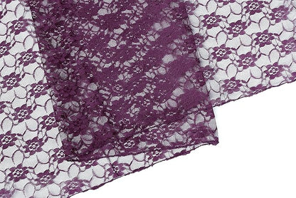 MDS Pack of 10 Wedding 12 x 108 inches Lace Table Runner for Wedding, Decorations for Birthday Parties, Banquets, Graduations, Engagements, and Runners fit Rectangle, Round Table- Plum