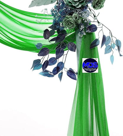 MDS Halloween Chiffon Draping Fabric - 2 Panel, 30" Wide x 20ft Long - Sheer Spooky Arbor & Canopy Drapery for Haunted House Backdrops, Party Ceilings, DIY Costumes & Themed Events - Green