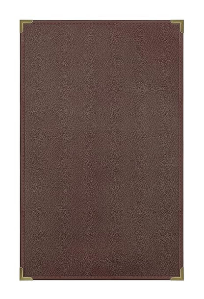 Goodsmart Pajco Style Restaurant Menu Covers – Pack of 10, Side-Loading Menu Holders, Single Stitched Edge, Clear Vinyl Menu Sleeves, Leatherette Trim, Gold Corners, Burgundy, 1 View (8.5" x 14")