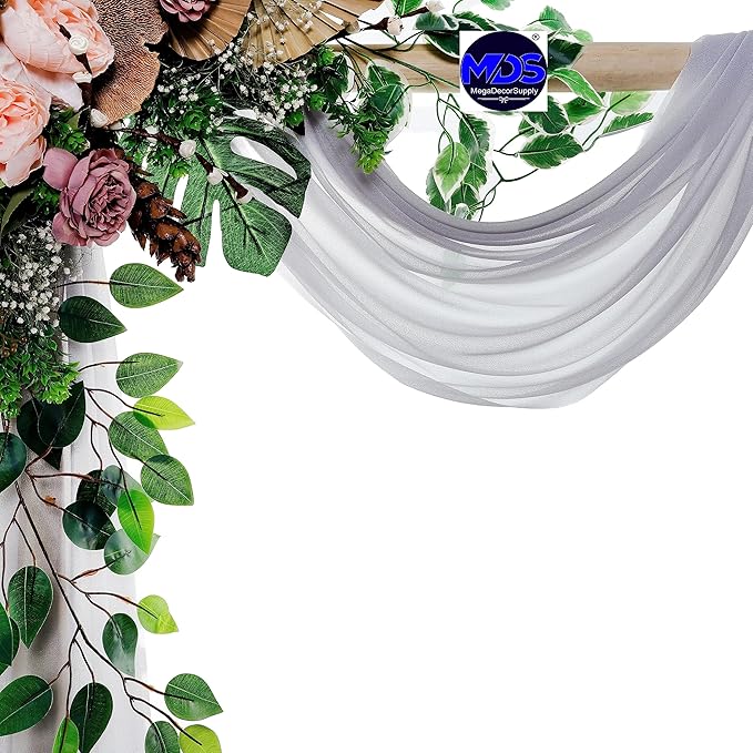 MDS Halloween Chiffon Draping Fabric - 1 Panel, 30" Wide x 50ft Long - Sheer Spooky Arbor & Canopy Drapery for Haunted House Backdrops, Party Ceilings, DIY Costumes & Themed Events - Cool Gray