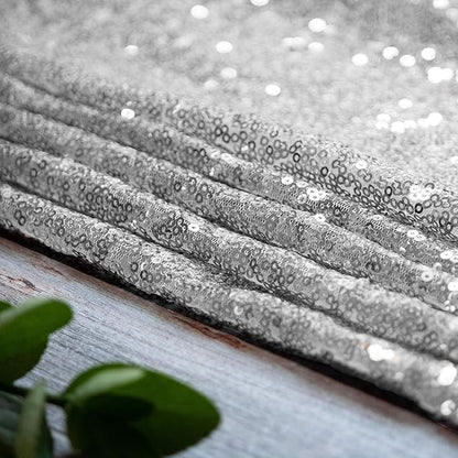 JYFLZQ Silver Sequin Backdrop Curtains 4ft x 8ft 2 Panel Glitter Photo Booth Backdrops Sparkly Photography Background Drapes for Parties Wedding Bridal Showers
