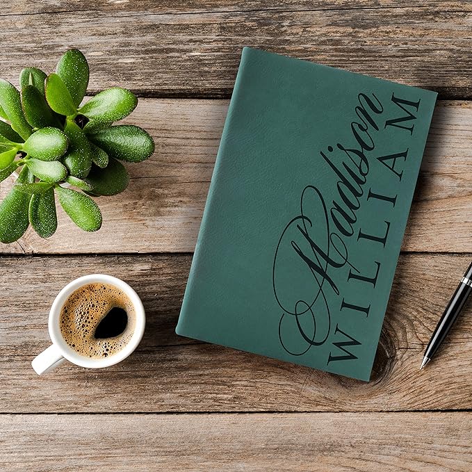 Personal Leather Journal Notebooks | 12 Design, 9 Color - Darkbrown | Journal for Women, Men - Custom Notebook to Write in - Diary for Girls, Women - Personalized Gift Idea for Girl, Boy, Mom and Dad