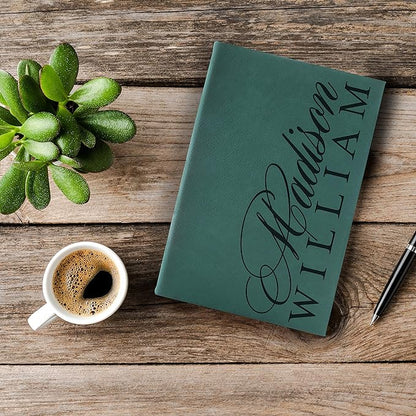 Personal Leather Journal Notebooks | 12 Design, 9 Color - Darkbrown | Journal for Women, Men - Custom Notebook to Write in - Diary for Girls, Women - Personalized Gift Idea for Girl, Boy, Mom and Dad