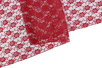 MDS Pack of 25 Wedding 12 x 108 inches Lace Table Runner for Wedding, Decorations for Birthday Parties, Banquets, Graduations, Engagements, and Runners fit Rectangle, Round Table- Apple red