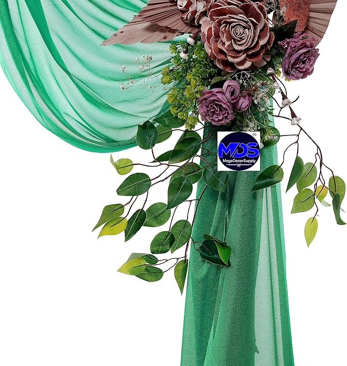 MDS Halloween Chiffon Draping Fabric - 2 Panel, 30" Wide x 30ft Long - Sheer Spooky Arbor & Canopy Drapery for Haunted House Backdrops, Party Ceilings, DIY Costumes & Themed Events - Emerald Green