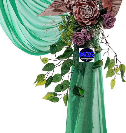 MDS Halloween Chiffon Draping Fabric - 1 Panel, 30" Wide x 20ft Long - Sheer Spooky Arbor & Canopy Drapery for Haunted House Backdrops, Party Ceilings, DIY Costumes & Themed Events - Emerald Green