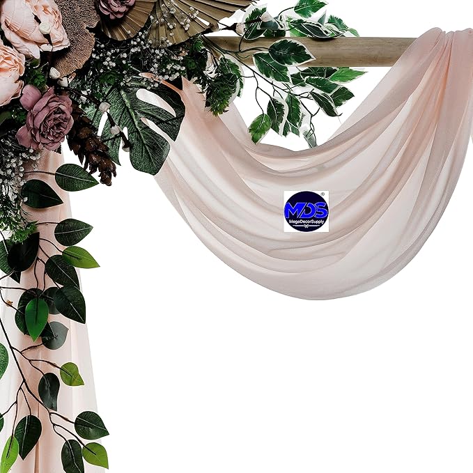 MDS Halloween Chiffon Draping Fabric - 1 Panel, 30" Wide x 50ft Long - Sheer Spooky Arbor & Canopy Drapery for Haunted House Backdrops, Party Ceilings, DIY Costumes & Themed Events - Nude