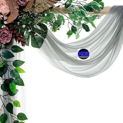 MDS Halloween Chiffon Draping Fabric - 2 Panel, 30" Wide x 30ft Long - Sheer Spooky Arbor & Canopy Drapery for Haunted House Backdrops, Party Ceilings, DIY Costumes & Themed Events - Gray