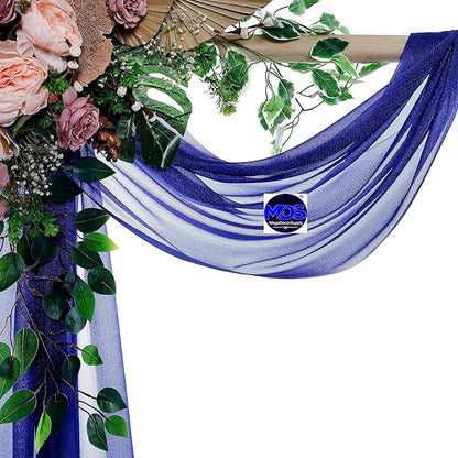 MDS Halloween Chiffon Draping Fabric - 1 Panel, 30" Wide x 100ft Long - Sheer Spooky Arbor & Canopy Drapery for Haunted House Backdrops, Party Ceilings, DIY Costumes & Themed Events - Royal Blue