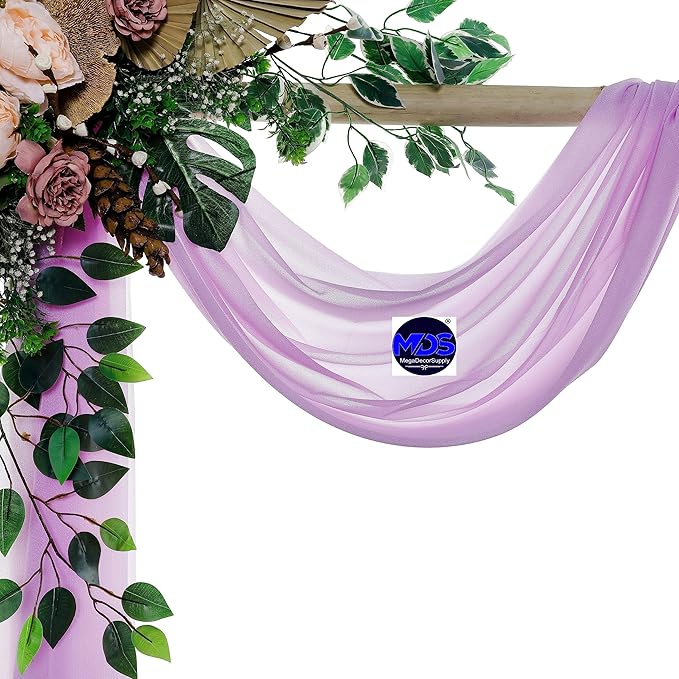 MDS Halloween Chiffon Draping Fabric - 2 Panel, 30" Wide x 75ft Long - Sheer Spooky Arbor & Canopy Drapery for Haunted House Backdrops, Party Ceilings, DIY Costumes & Themed Events - Orchid