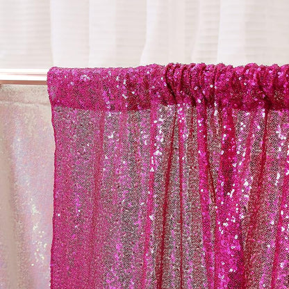 Poise3EHome Hot Pink Sequin Backdrop Curtain, 2 Panels Hot Pink Sequin Backdrop, 2FTx8FT Sequin Curtains for Party Wedding Sequence Backdrop
