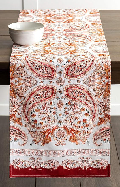 Maison d' Hermine Table Runner 100% Cotton Double Layer Table Runners 72 inches Long for Thanksgiving Christmas Decorations Home Kitchen Dining Party Wedding (Orient, 14.5" x 72")